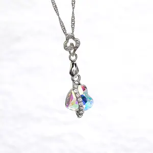Xichuan ciondolo in lega di pietra a forma di cuore fantasia all'ingrosso pietre di cristallo allentate gioielli in vetro artigianato orecchini pendenti collana fai da te