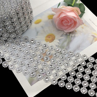 Argent 10 mètres rouleau maille coupe plastique strass maille coupe coudre sur maille garniture