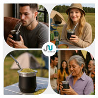 Ensemble de tasses à yerba maté avec logo personnalisé, 175 ml/270 ml, en acier inoxydable à double paroi