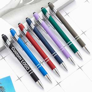 Stylo bille promotionnel personnalisé avec logo imprimé, en métal recouvert de caoutchouc, pour hôtel, entreprise, cadeau d'entreprise, activité commerciale - Product Image 1