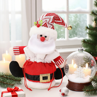 Sac cadeau de Noël en tricot avec cordon de serrage, motif pomme et bonbons, idéal pour les fêtes de Noël et les cadeaux invités