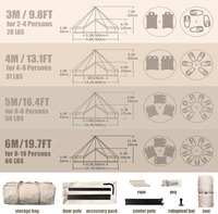 Tente cloche en toile OEM Premium - Abri de glamping 100 % coton avec poteau central et passe-tuyau de poêle, conception toutes saisons pour le camping familial