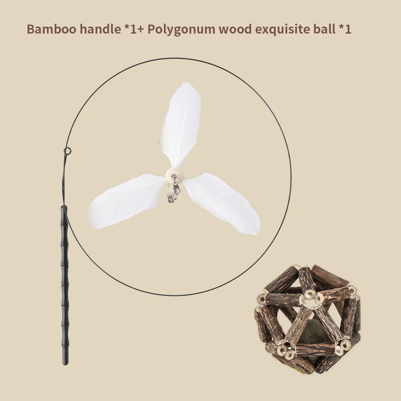 Modèle de poignée en bambou * 1 + boule exquise en bois Polygonum * 1
