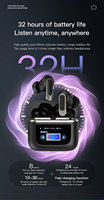 Écouteurs sans fil V8 avec écran couleur intelligent, indicateur LED, chipset JL et annulation active du bruit pour la version 5.3