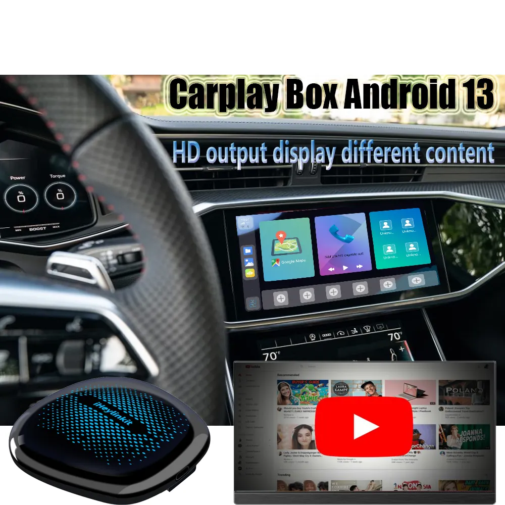 NOVO design Universal CarPlay Ai Caixa Android 13 para Youtube Netflix Video Play USB Plug and Play