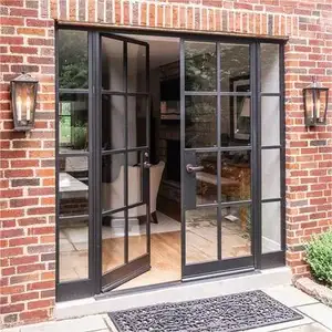 Modern Design Luxury Popular Frame Aluminum Swing Waterproof Exterior Frosted Glass Door For Apartments