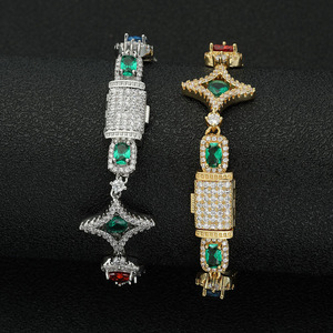2025 New Arrival Platinum Plated Brass Natural Stone Hip Hop <b>Box</b> Buckle Chain 10g Premium <b>Bracelet</b> Women Men - Product Image 5