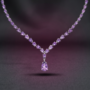 Custom IGI Certified Pear Cut <b>Amethyst</b> Y Necklace Sterling Silver for Women Party Jewelry Wholesale Factory Pricing Private - Product Image 2