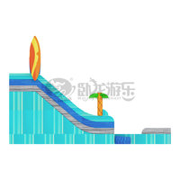 Toboggan aquatique gonflable commercial de 26 pieds avec piscine, thème surf, double piste, vente en gros directe usine pour entreprises de location de matériel événementiel