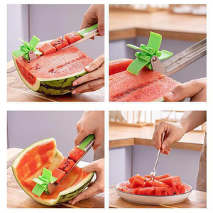 Zenidoo Coupe-pastèque en acier inoxydable en forme de moulin à vent, manuel, multifonction, facile à nettoyer, outil de cuisine - Product Image 3