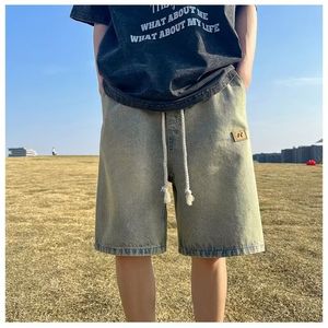 Pantaloncini in Denim Vintage con lavaggio leggero <span class=keywords><strong>per</strong></span> uomo taglie forti larghi dritti <span class=keywords><strong>per</strong></span> l'estate Y2K pantaloni scuri <span class=keywords><strong>Hip</strong></span> <span class=keywords><strong>Hop</strong></span> <span class=keywords><strong>abbigliamento</strong></span> Casual all'ingrosso - Product Image 3