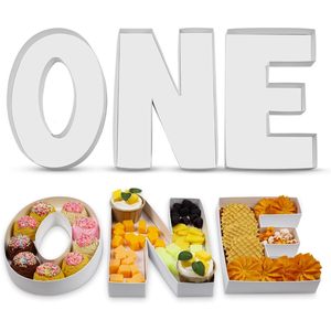 8inch First Year Birthday Charcuterie Board ONE Letters Fillable Paperboard White for Party Snacks Display - Product Image 1