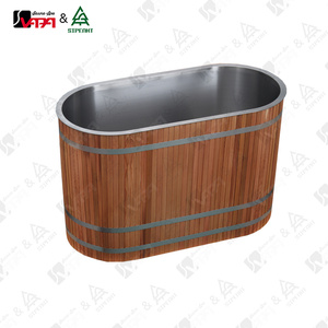Baignoire <span class=keywords><strong>de</strong></span> trempage froid commerciale Vapasauna, ovale, en acier inoxydable, avec <span class=keywords><strong>armoire</strong></span> en cèdre rouge, sans refroidisseur, <span class=keywords><strong>pour</strong></span> usage extérieur - Product Image 3