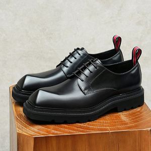 New Style <b>Height</b> <b>Increasing</b> Lace-up Men's Business <b>Shoes</b> Large Size 37-46 Autumn Casual Office <b>Shoes</b> square Toe Polka Dot ASTON - Product Image 3
