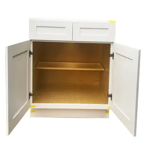 American Standard Modular Wooden Home Furniture Rta Modern Solid Wood Kitchen Cabinet
