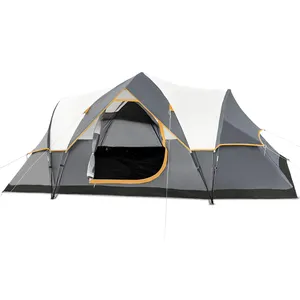 In Stock Waterproof Tent Large 6 Person 190T Polyester dark gray camping tent for outdoor