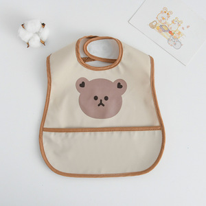 Stampa con testina di animale morbida per bambini con pettorina regolabile con chiusura a scatto impermeabile e confortevole per i mangiatori disordinati per bambini con bavaglino senza maniche - Product Image 1