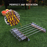 Support Grill rôtissoire en acier inoxydable, 4 pouces, avec 6 brochettes pour Grill, four ou fumeur