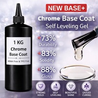 KODIES GEL UV Gel Base Coat Métallique Chrome Transparent Cristal 1KG Recharge Écologique Non Toxique Qualité Salon Effet Métallique
