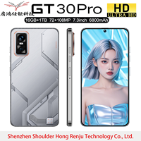 GT30 16 Go + 1 To Android 15 Dernier modèle 2026 Smartphone 5G 7,3 pouces Grand écran Mémoire Flash Caméra arrière 108 MP Haute Qualité
