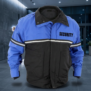 Chaqueta Bomber IBS Personalizada al por Mayor, Cuello de Forro Polar, Negra, Poliéster/Algodón, Unisex, Reflectante, Cortavientos para Guardias de Seguridad, Invierno - Product Image 3