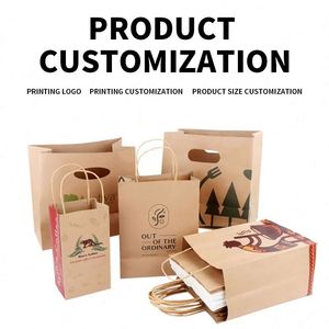 Custom Printed Your Own Logo White Brown Kraft Craft Paper <b>Bag</b> With Handles for Shopping for <b>Gift</b> - Product Image 6