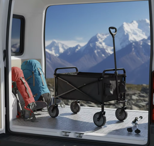Folding Garden <b>Cart</b> 4 Wheels Heavy Duty Utility Wagon Outdoor Gardening Camping <b>Beach</b> Use - Product Image 1