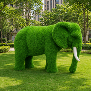 Sculpture d'<span class=keywords><strong>éléphant</strong></span> en fibre de verre avec finition gazon artificiel pour décoration de jardin extérieur et exposition d'art public - Product Image 6