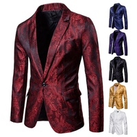 Vestes de costume florales pour hommes, blazer de luxe brodé, gilet Paisley, manteau brillant tendance, pantalon ajusté sur mesure, costumes de créateur