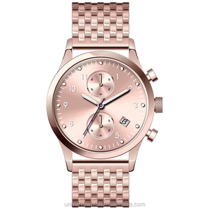 Nouveau luxe pour hommes et femmes montre en or rose complet <span class=keywords><strong>chrono</strong></span> boîtier et bracelet en acier inoxydable 316L U2674 - Product Image 1