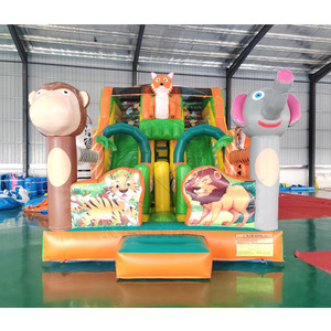 Castillo Inflable Comercial Grande y Resistente <span class=keywords><strong>de</strong></span> PVC con Tobogán, Diseño <span class=keywords><strong>de</strong></span> <span class=keywords><strong>Animales</strong></span> <span class=keywords><strong>de</strong></span> Zoológico, para Alquiler - Product Image 2