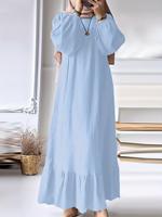 Robe longue simple et ouverte pour femmes musulmanes. Robe longue légère imprimée. Ensemble de robe islamique avec foulard.