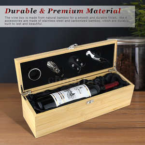 Cheerfast शराब की बोतल पैकेजिंग एकल लकड़ी शराब भंडारण बॉक्स और 4 pcs सामान उपहार बक्से उपकरण बांस शराब बॉक्स - Product Image 6