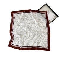 Foulard carré 100% soie imprimé motif animalier léopard feuille pois, style vintage-chic, premium, printemps-été, 65 cm, pour femme musulmane