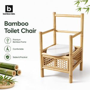 Chaise de toilette en bambou de haute qualité, hauteur réglable, accoudoirs rembourrés, bassin amovible, revêtement imperméable, classe III, en gros - Product Image 1