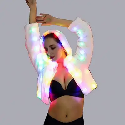 Nueva increíble mujer piel colorida intermitente Sudadera con capucha puesta en escena trajes hip hop danza adulto LED ropa