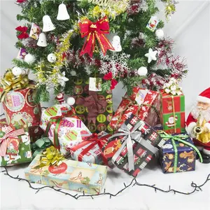 圣诞系列礼品盒牛皮纸包装纸卷，花玫瑰包装纸80g厚
