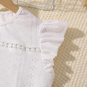 Abbigliamento Estivo per Bambini all'Ingrosso, Set Elegante a Due Pezzi con Maniche Volanti e Pantaloni a Gamba Larga per Ragazze Adolescenti - Product Image 3