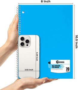 Rosmonde Spiral <strong>Notebooks</strong> 12 Pack 1 Subject College Ruled 70 Sheets 8x10-1/2" 3 Hole Punched <strong>Bulk</strong> Assorted Colors - Product Image 3