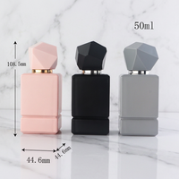 Flacon de parfum vide carré personnalisé de 50 ml avec bouchon géométrique, flacon de parfum de luxe moderne rose [couleur + logo disponibles]