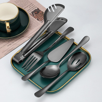 Ensemble de service en acier inoxydable, cuillère à dîner, cuillère de service 5/6 pièces, pince alimentaire, louche à soupe