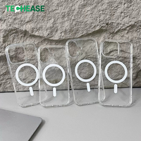 Coque de téléphone transparente antichoc magnétique en TPU + acrylique avec charge sans fil pour iPhone 16, avec coussin d'air et protection de l'objectif