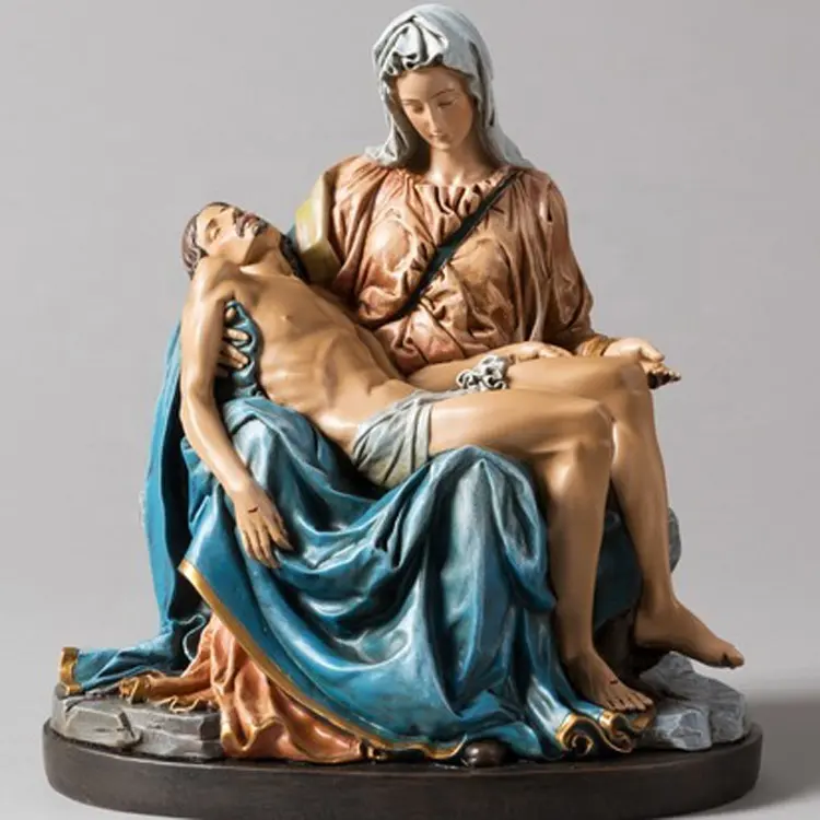 Özel yapılmış fiberglas büyük fiberglas reçine Pieta heykeli heykelcik