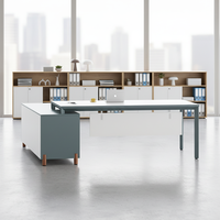 Bureau de direction moderne en L de luxe pour PDG, cadre supérieur, avec table de travail blanche et personnalisation de mobilier de bureau