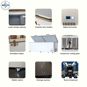 Congelador de arcón de puertas dobles de gran capacidad de 1000l, congelador profundo de puerta abierta superior de refrigeración directa, almacenamiento de alimentos congelados/CARNE/mariscos - Product Image 4