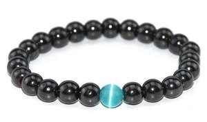 แฟชั่นแฮนด์เมด <span class=keywords><strong>hematite</strong></span> ลูกปัดคู่สร้อยข้อมืออาเกตสีดำสีฟ้าแมวคริสตัลพลอยบราซิลเครื่องประดับผู้ชายผู้หญิง - Product Image 5