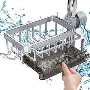 Kitchen <b>Sink</b> Faucet Organizer Multifunction <b>Sponge</b> <b>Holder</b> <b>for</b> Kitchen <b>Sink</b> Adjustable <b>Holder</b> Over Faucet <b>for</b> Round Water Pipe - Product Image 1
