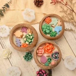 MUYULINS FACTORY Handmade succulent plant flower mold, used candles and cactus, LFGB-grade <b>silicone</b> mold for candle making - Product Image 3