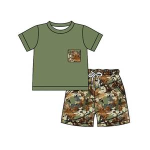 Preventa al por mayor: Conjuntos de verano para niñas con estampado de camuflaje, ropa de caza para niños pequeños, de algodón orgánico suave, de fábrica, MOQ 5 - Product Image 6