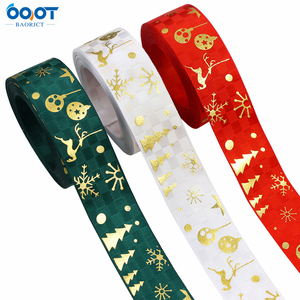 Kerstlinten Breed Bedrukt Metallic Glitter Vakantie Festival Linten Voor Geschenkverpakking Ambachten Kerstversiering - Product Image 2